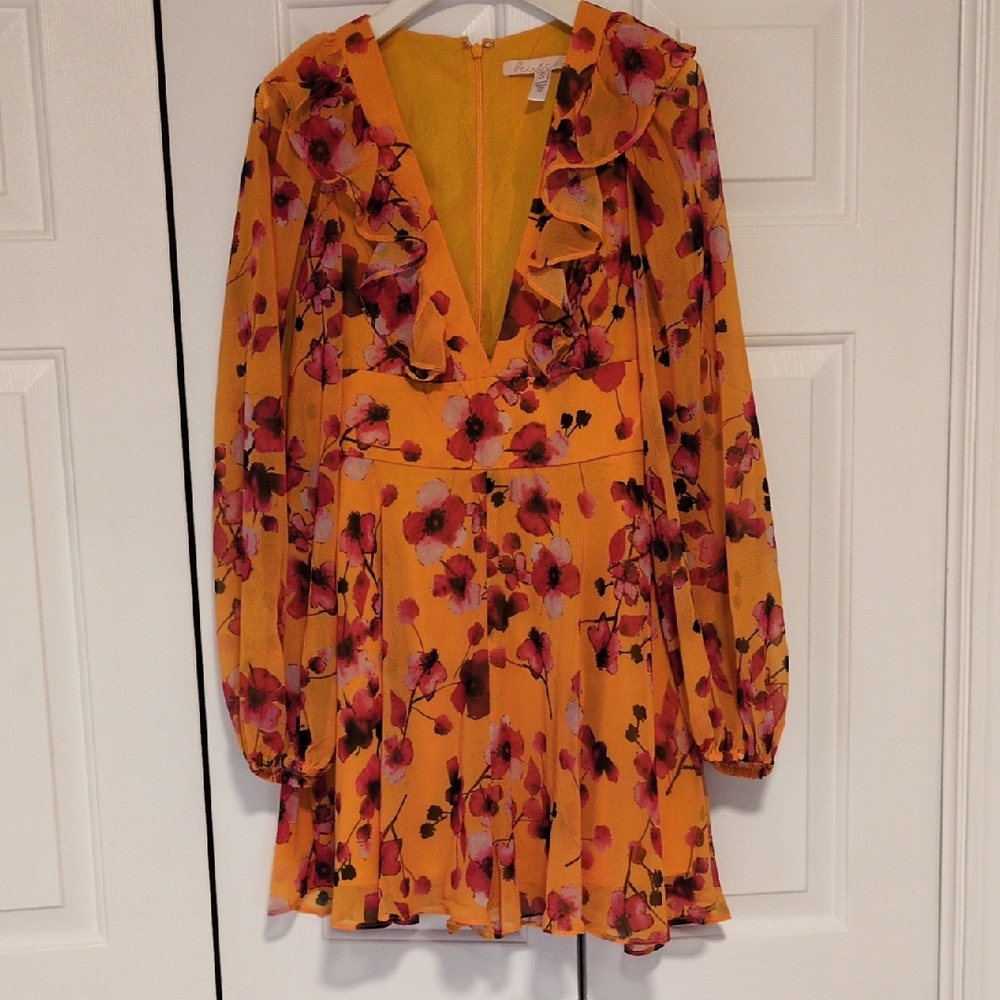 Anthropologie Hutch Floral Ruffle Long Sleeve Romper